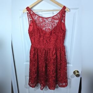 June & Ivy red lace sleeveless dress size medium